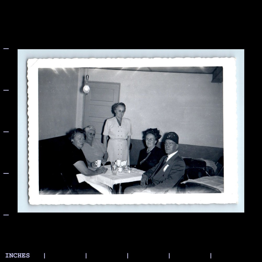Old Vintage Photo MAN WOMEN SITTING AROUND TABLE
