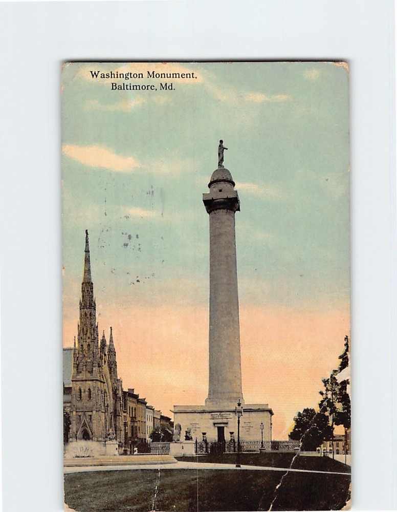 Postcard Washington Monument Baltimore Maryland USA
