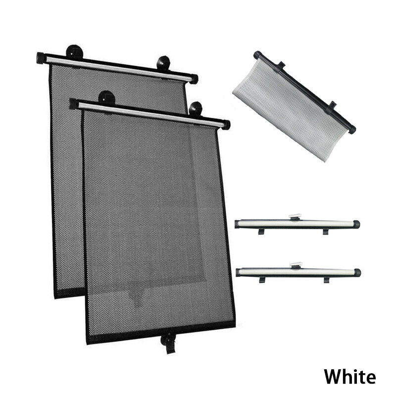 2Pcs Retractable Car Auto Side Window Baby Sun Shade Shield Roll Cover 45*50CM