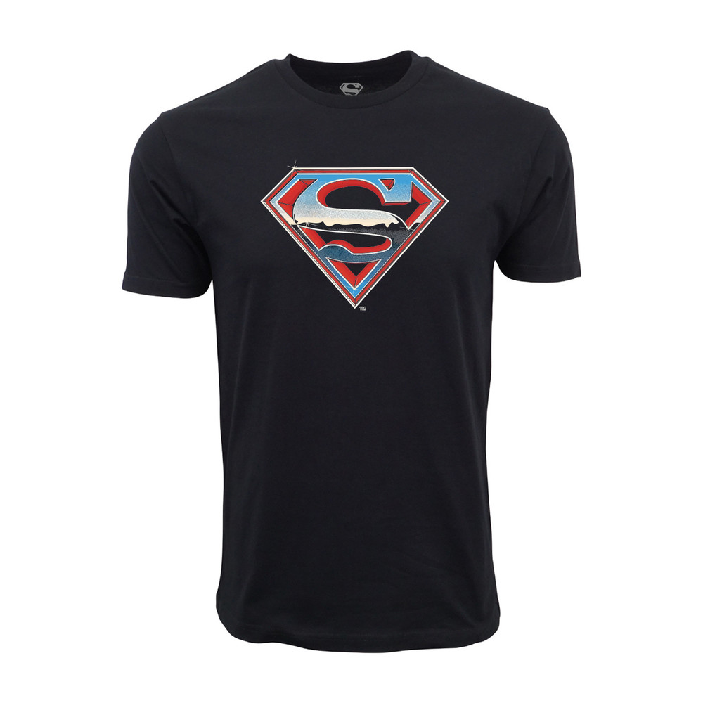 Superman's Vintage Logo Black Graphic T shirt