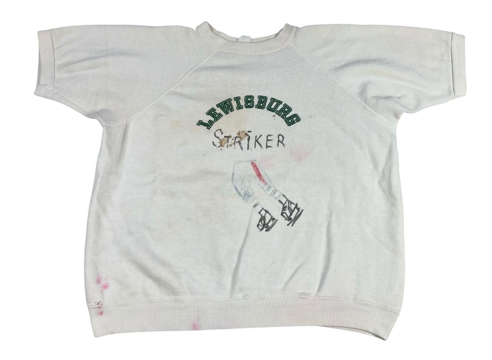 Vintage 50s 60s Lewisburg Striker Hand Drawn Sweatshirt Crewneck Small 22x22