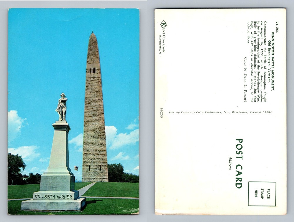 Bennington, VT-Vermont, Battle Monument and Statue View Card Vintage Postcard