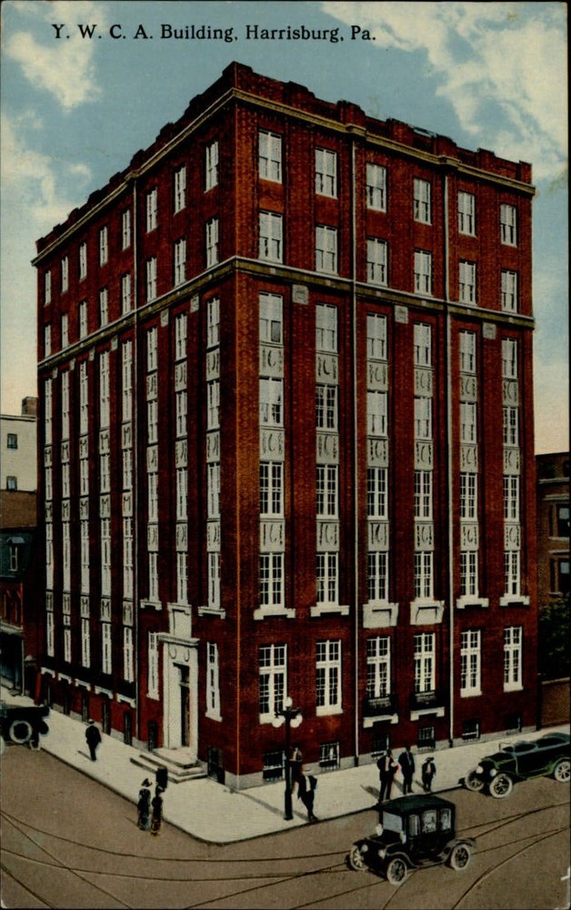Harrisburg Pennsylvania Y W C A Building antique car unused vintage postcard