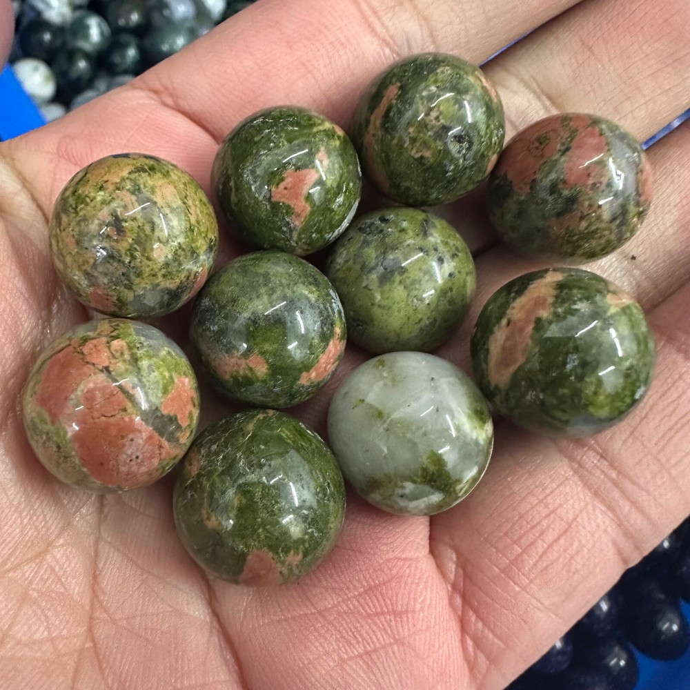 5PC Natural Unakite Ball Quartz Crystal Sphere Energy Healing Stone Gift