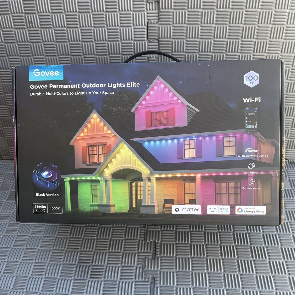 Govee H805AA11 100ft RGBICW Smart Permanent Outdoor Lights Elite in Black