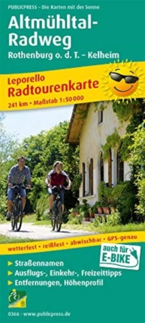 Altmuhltal cycle path, cycle tour map 1:50,000 SHEET MAP FOLDED