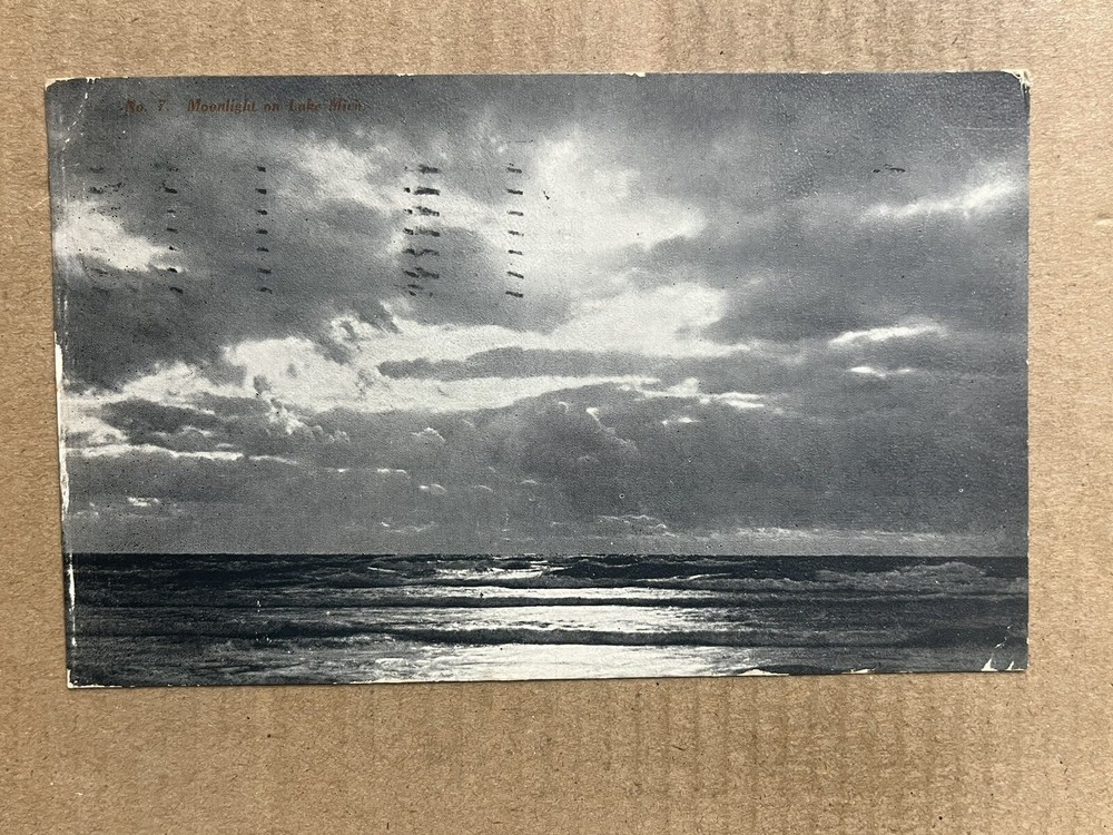 Postcard Moonlight On Lake Michigan Waves Posted 1909 South Haven MI