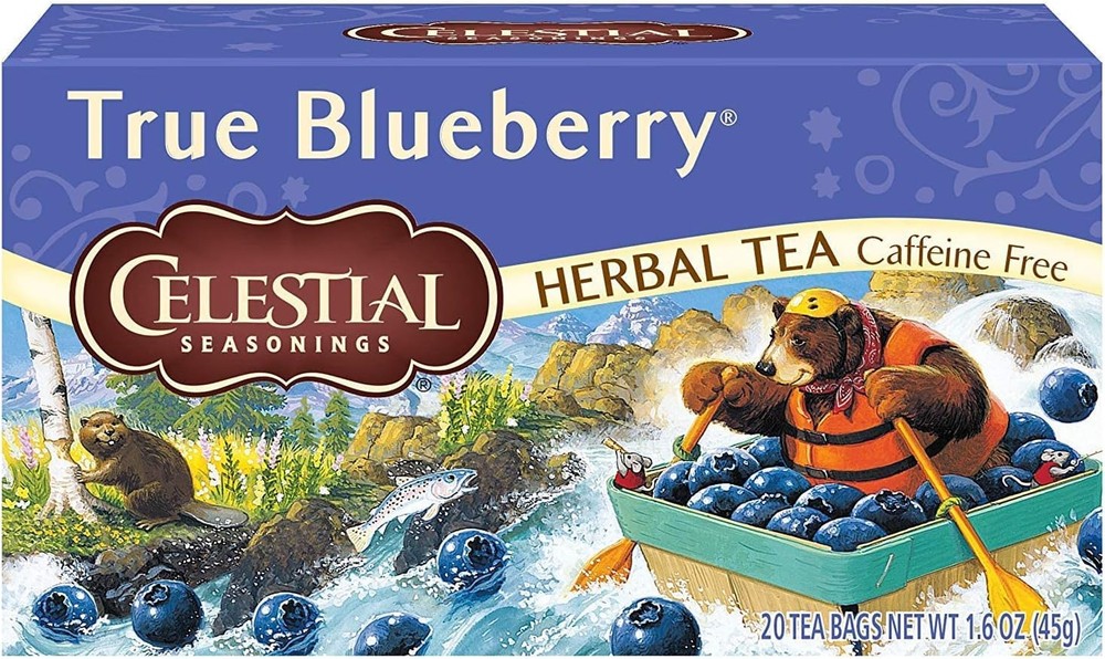 Celestial Seasonings Caffeine-Free True Blueberry Herbal Tea 20ct Boxes 3-Pack
