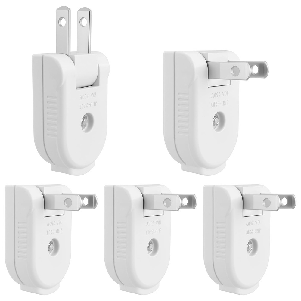 5 Pcs Extension Cord Power Plug, 2 Prong Rotatable 250V 10A Plugs for Small A...
