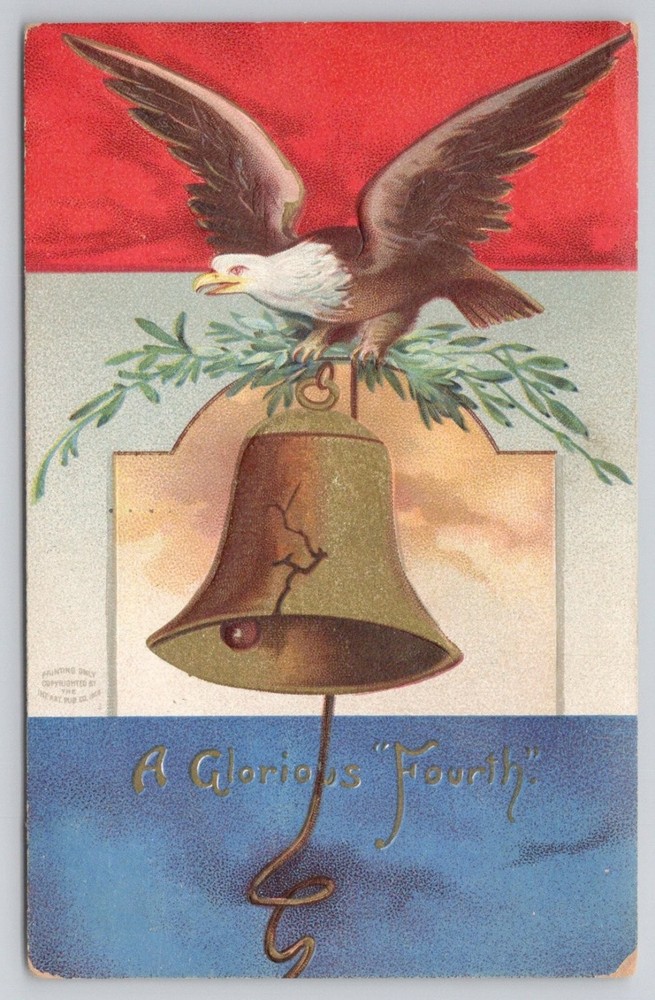 1908 Bethlehem PA Patriotic Eagle Liberty Bell 4th of July Postcard