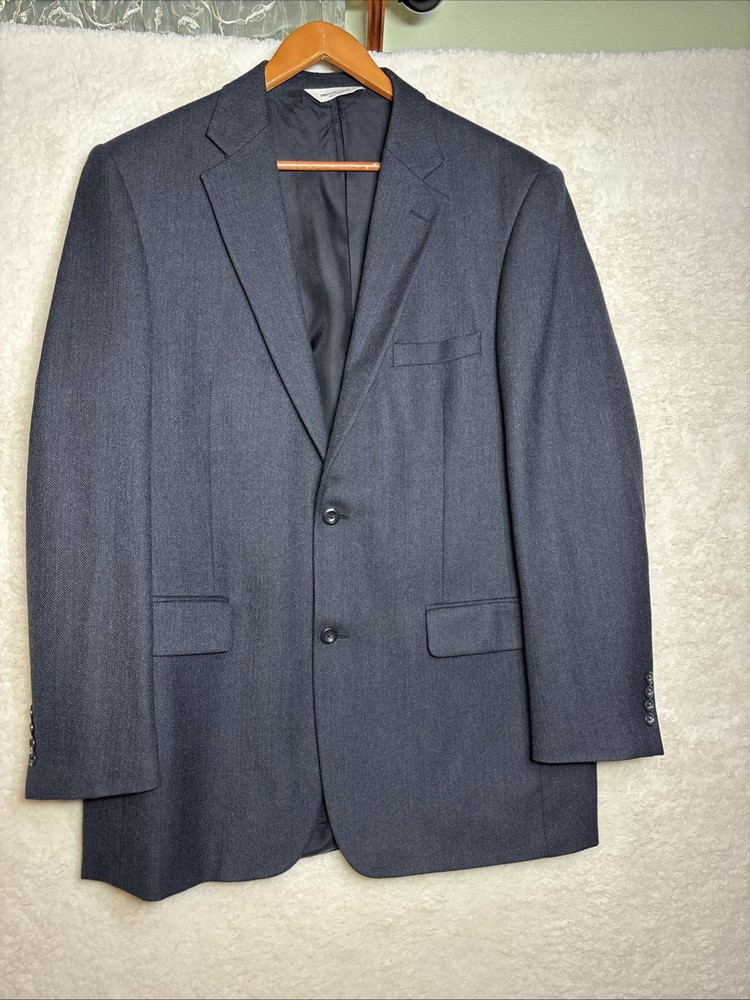 Pronto-Uomo Jacket Charcoal 100% Lambswool Herringbone Sport Coat Blazer 52R