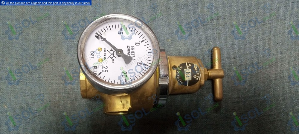 Inset Deal R121IF1 Brass Pressure Regulator 50 bar with Orma EN 837-1 Gauge