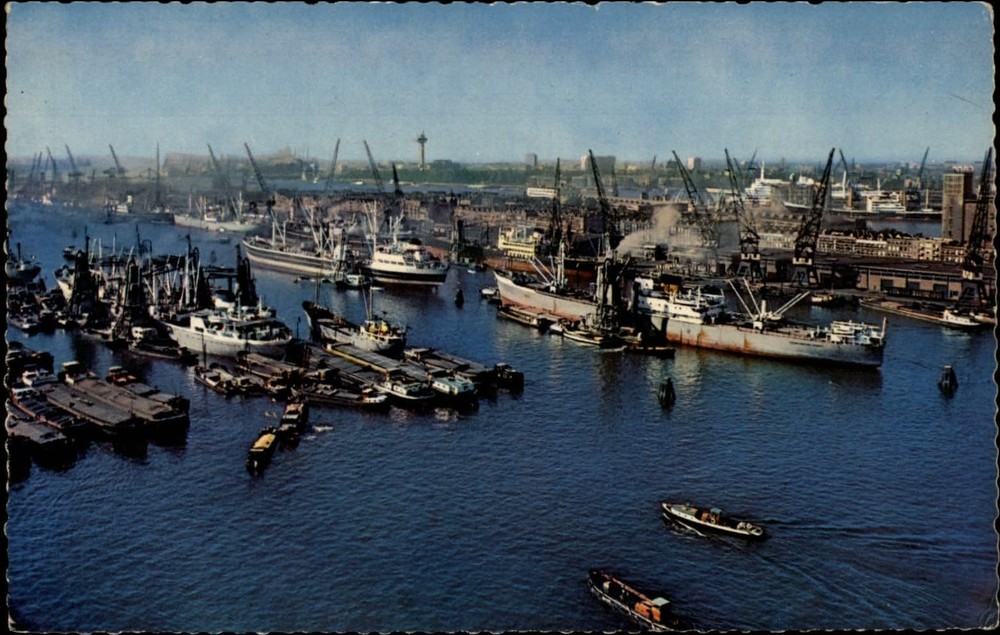 Rotterdam Netherlands Harbor view vintage postcard s735