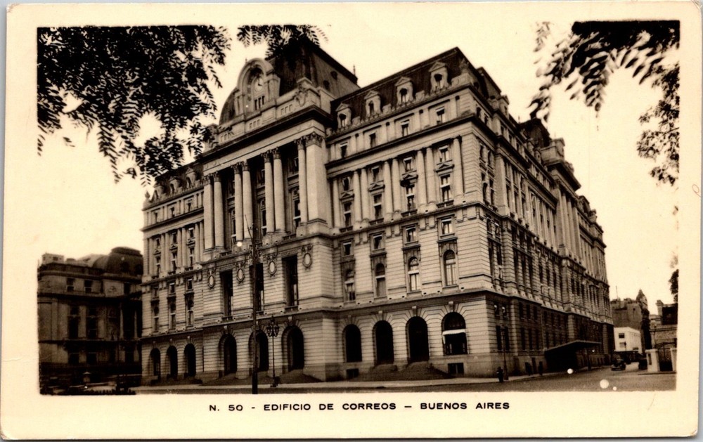 Dr Jim Stamps Postcard Real Photo Buenos Aires Post Office Exterior