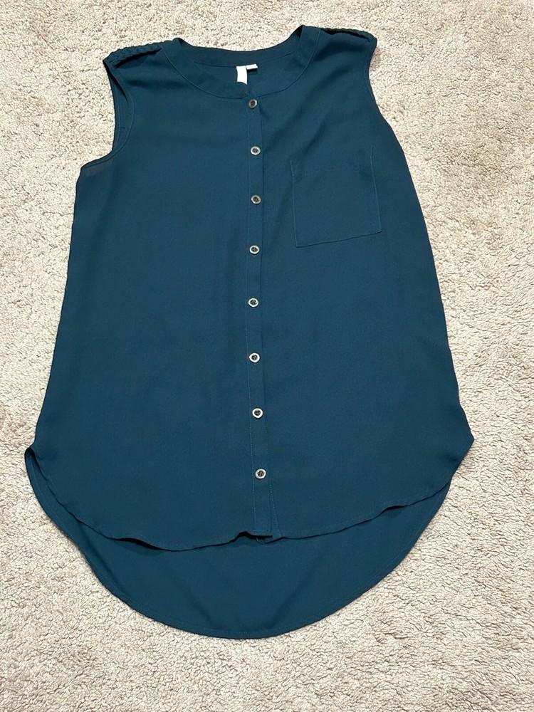 Bellatrix Womens Shirt Size XS Blue Button Front Lightweight Flowy Classic