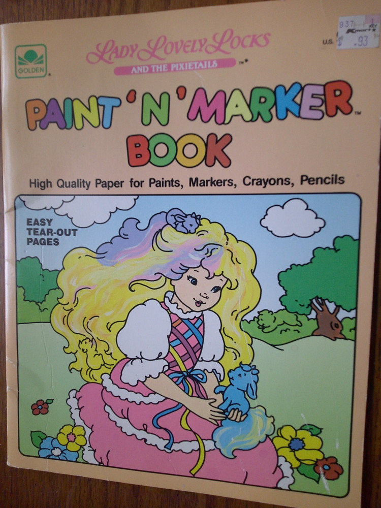 Vintage Golden 1987 Lady Lovely Locks & the Pixietails Paint N Marker Book