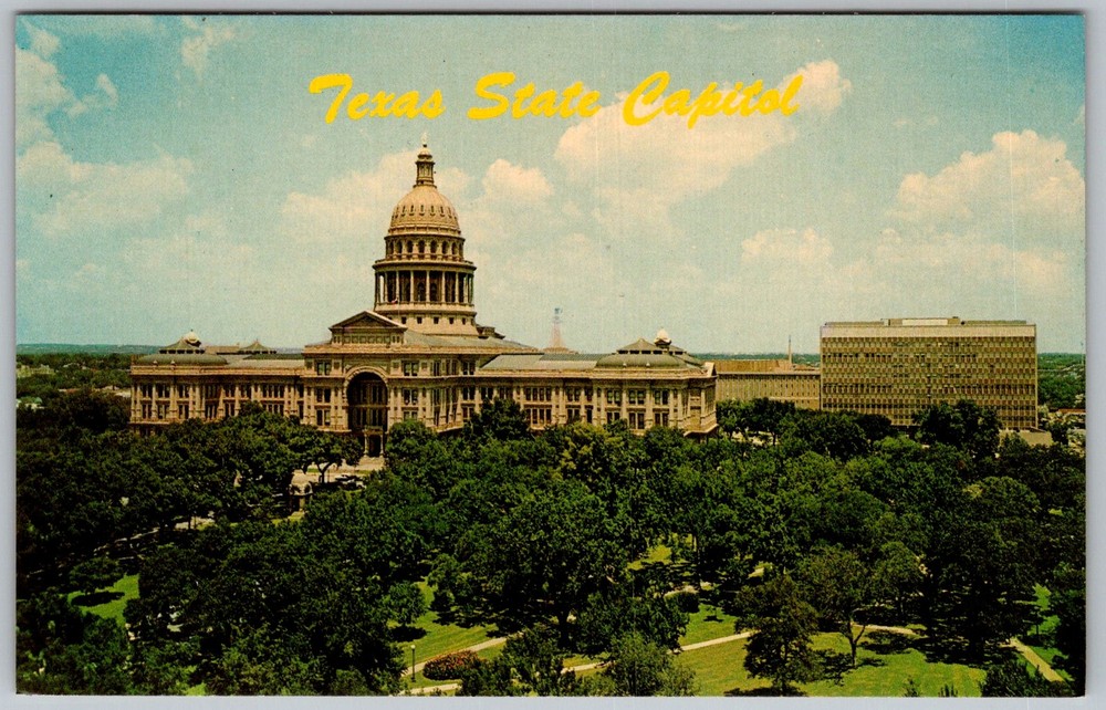 Vtg Postcard State Capitol Dome Grounds Austin, TX 1950s