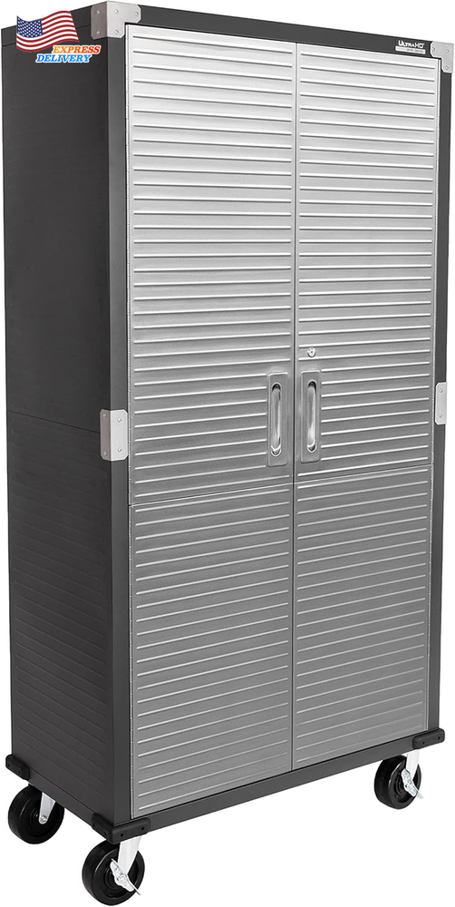 Steel Locking Rolling Storage Cabinet with Organizer Shelves