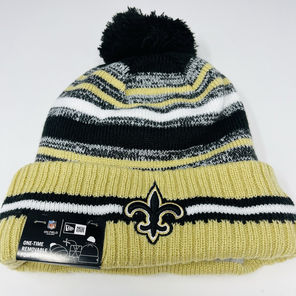 New Era NFL New Orleans Saints Cuffed Knit Hat Beanie Toboggan Winter Stripes