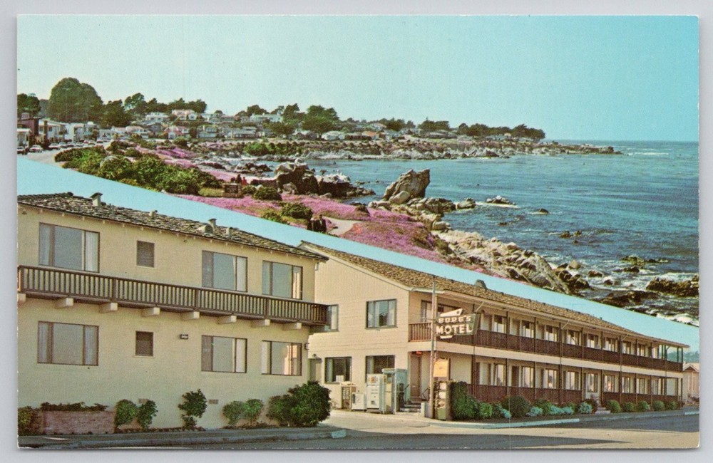 Borg's Ocean Front Motel Pacific Grove CA Monterey Bay Vintage Postcard