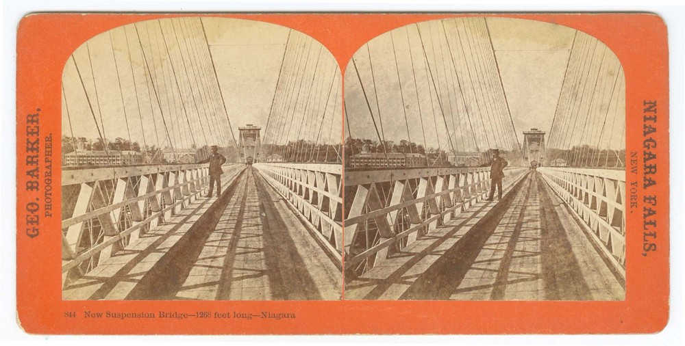 G2826~ NIAGARA NEW YORK NEW Suspension Bridge 1870s Stereoview – Barker