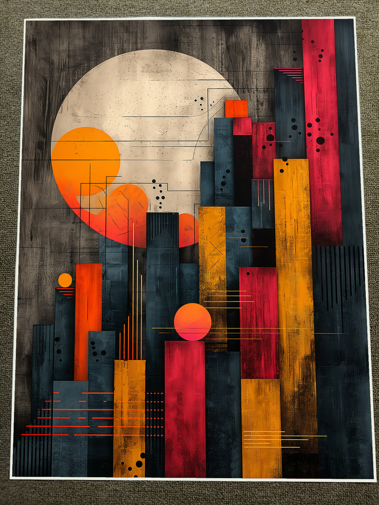 Abstract Geometric Composition in Primary Colors Poster 18x24in