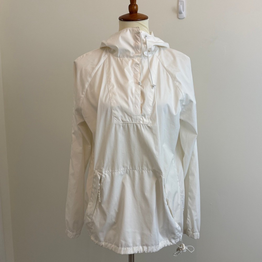 French Connection Womens White Hooded Windbreaker Pullover Jacket Size Medium