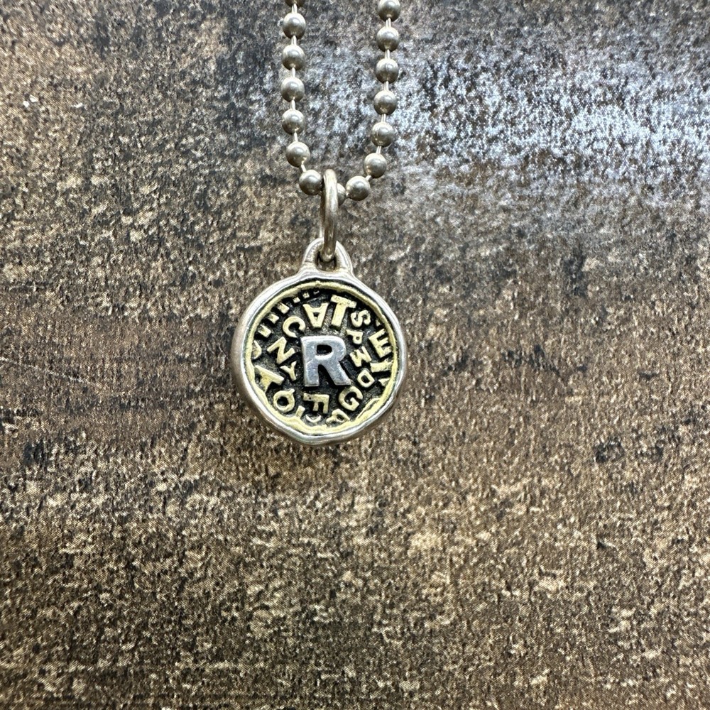 Waxing Poetic Initial Charm Pendant “R” 925 Sterling  Small