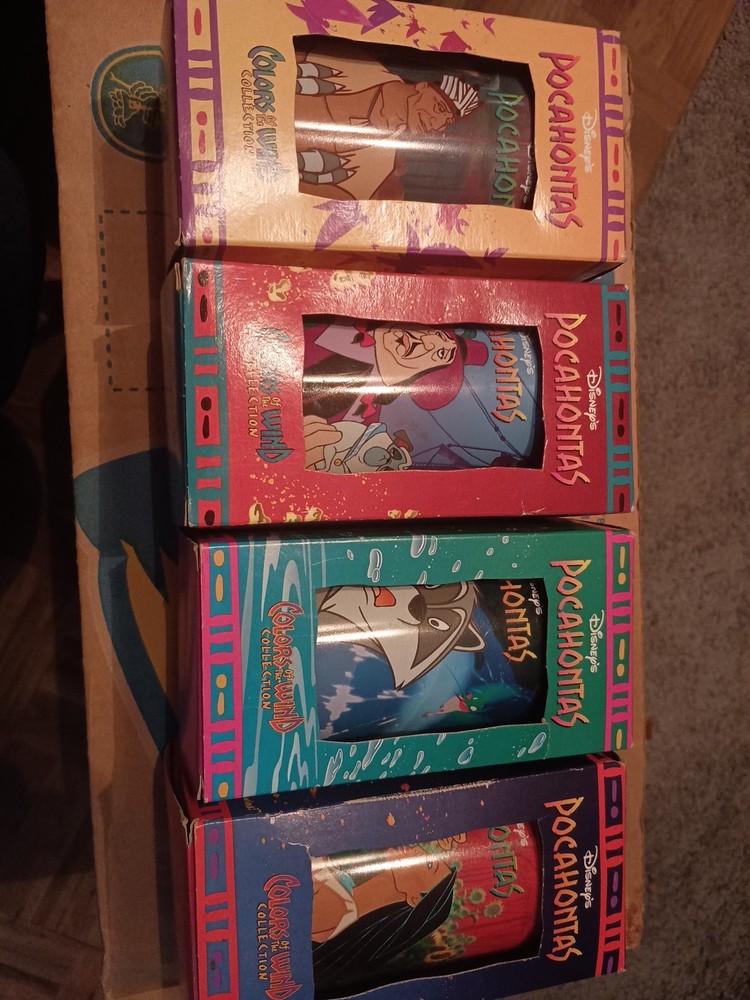 Vintage Disney Pocahontas Colors Of The Wind Plastic Cups Burger King Set Of 4