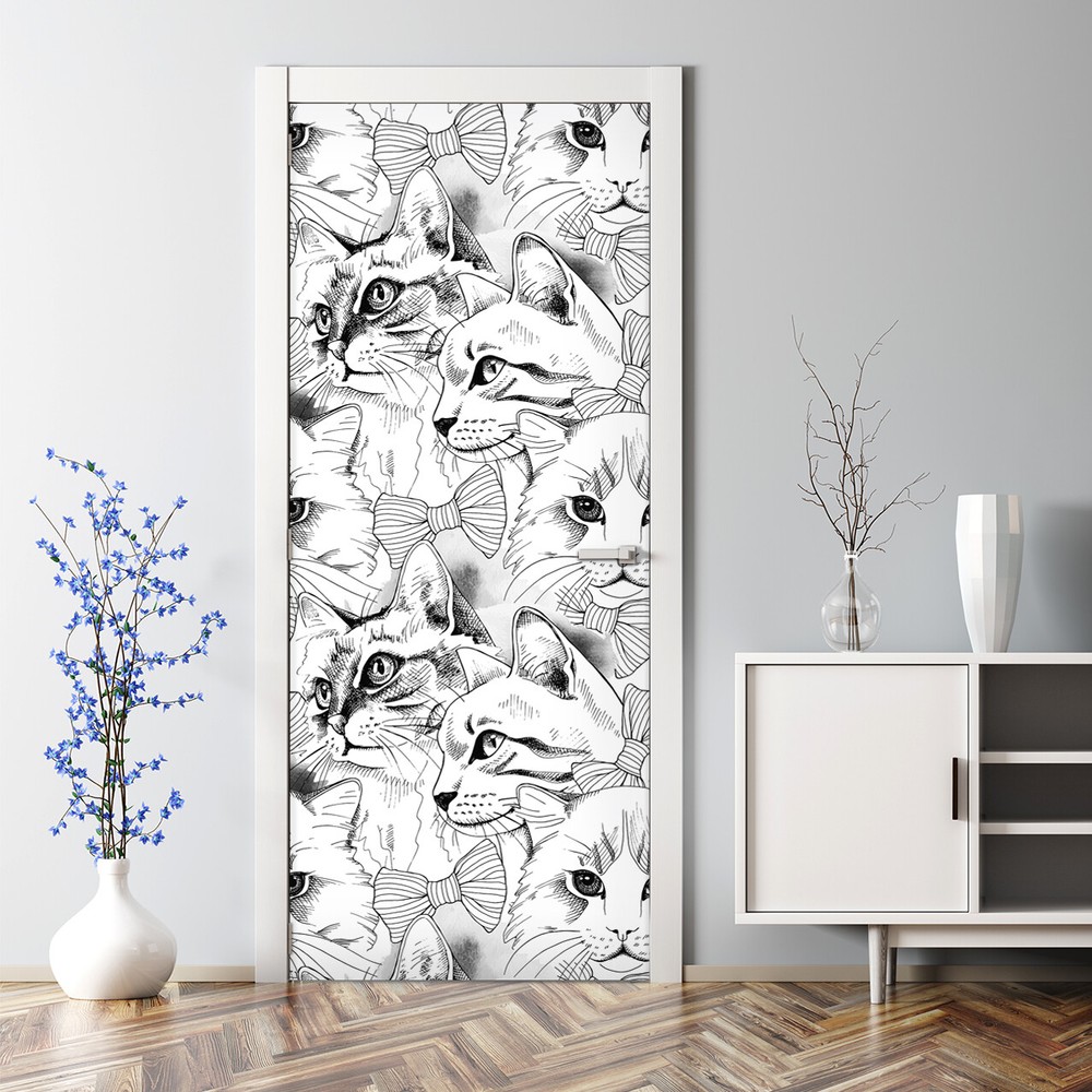 Elegant Bubble-Free Cat Door Decal Pet Decor Sticker