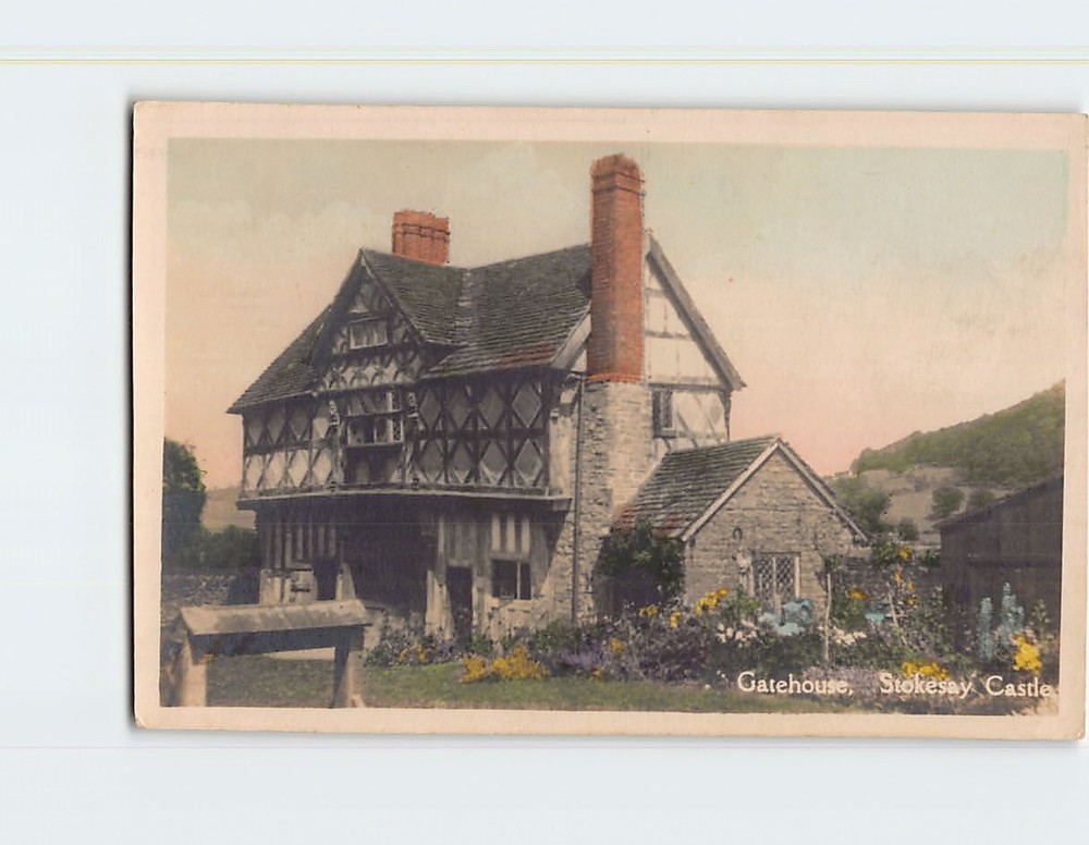 Postcard Gatehouse, Stokesay Castle, Stokesay, England