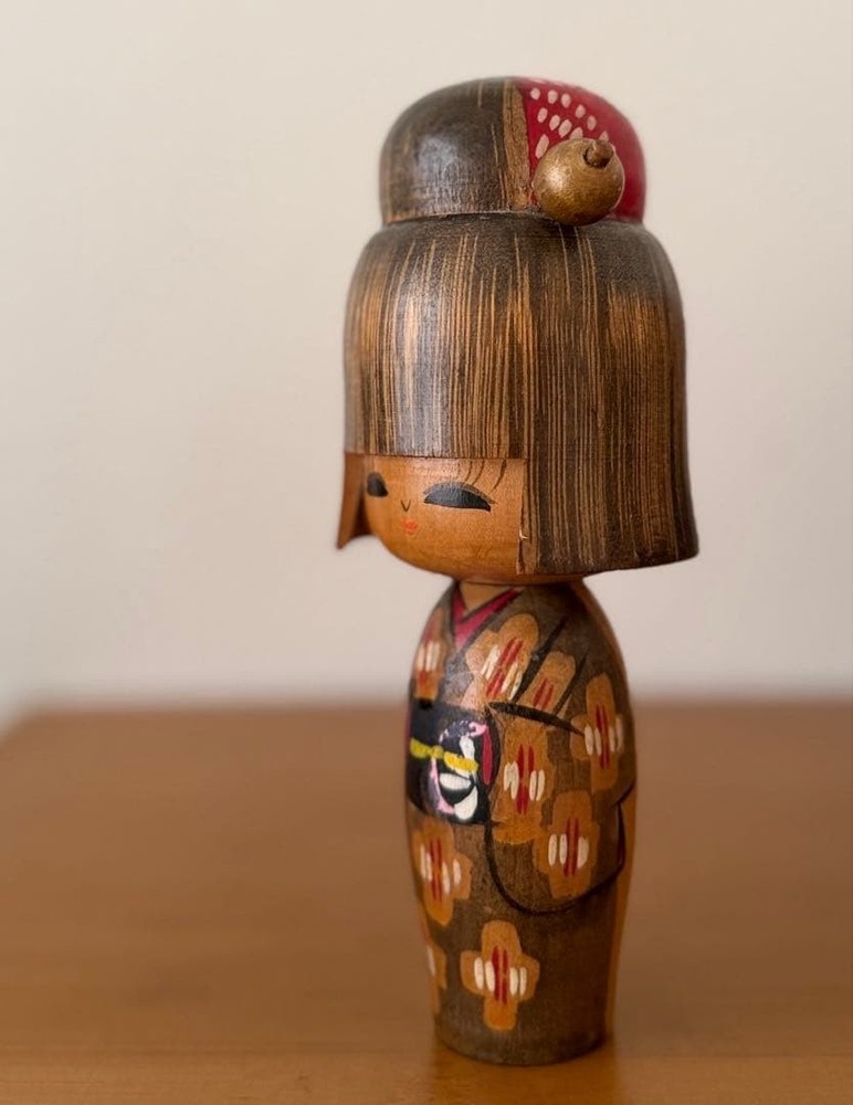 Miyashita Hajime Kokeshi Doll Classic Floral Design Vintage 17.5cm
