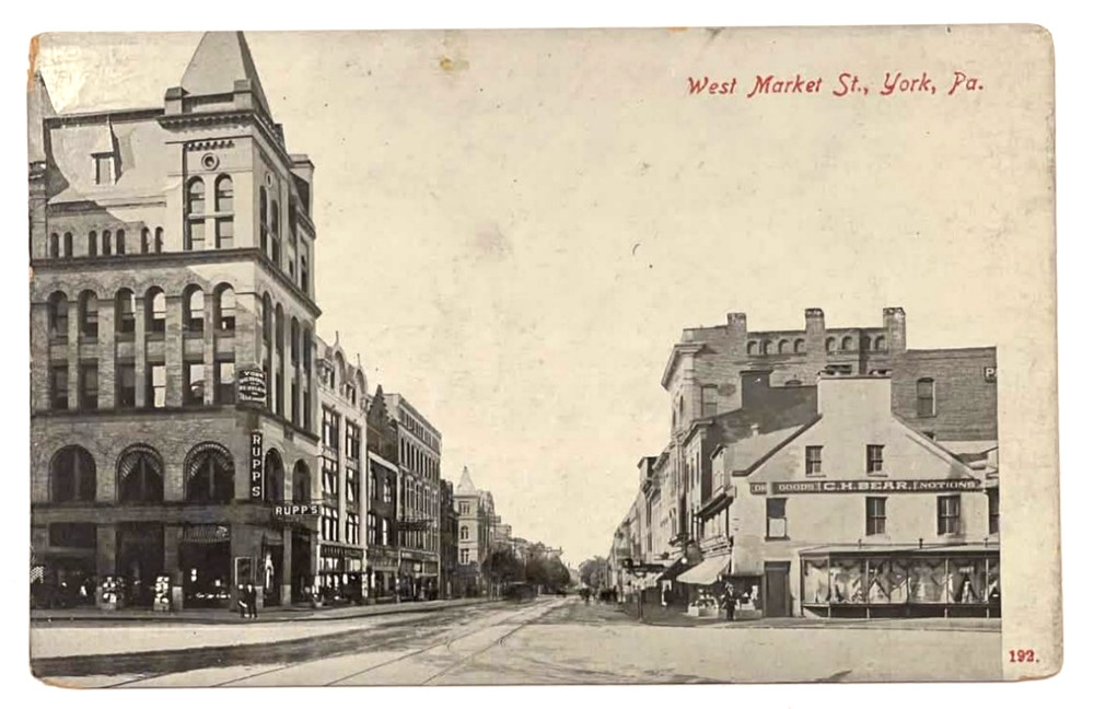 York PA West Market Street Downtown View Postcard