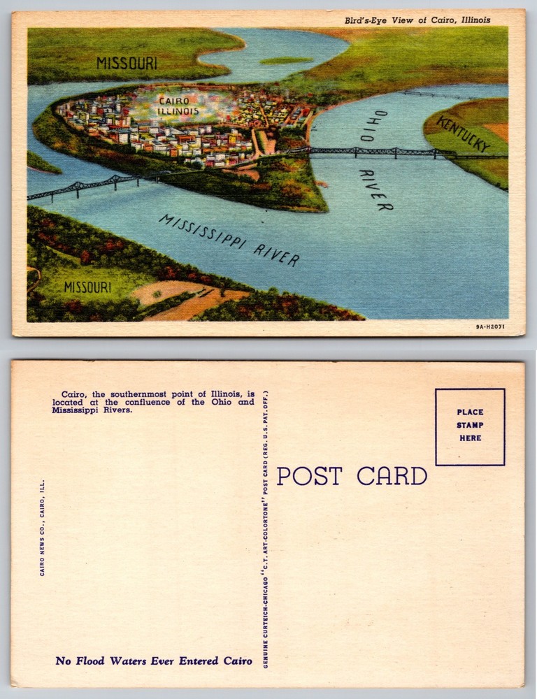 Cairo Illinois Rivers Bridge Aerial View Postcard