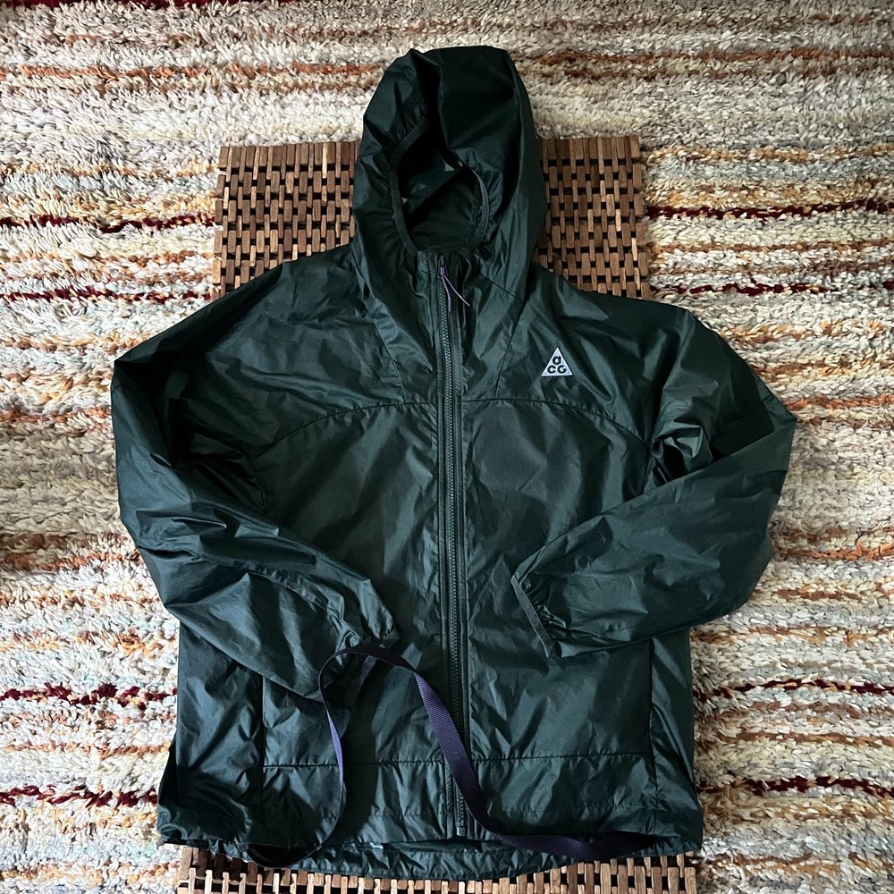 Nike ACG Vintage Windbreaker Jacket Hoodie Forest Green Purple Women's XL