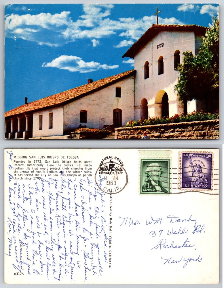 Mission San Luis Obispo De Tolosa California Postcard