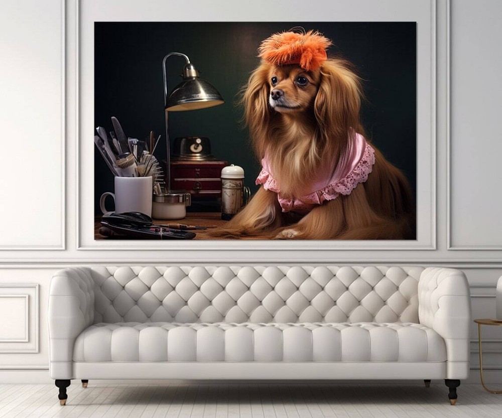 Brown Russian terrier Wall Art Canvas Unframed Print Art