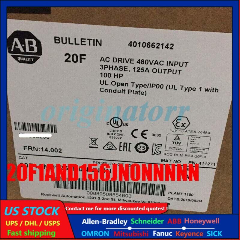 Allen Bradley 20F1AND156JN0NNNNN PowerFlex Air Cooled 753 AC Drive US Stock