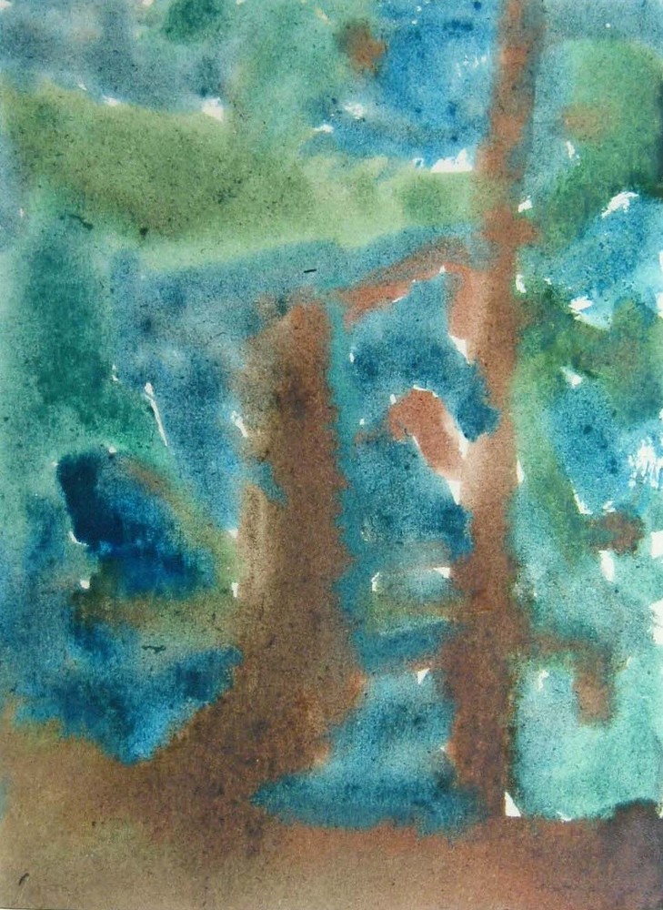 FOREST Original Abstract Watercolor Painting Art OOAK ACEO 6 Yr Old Artist Mila-image