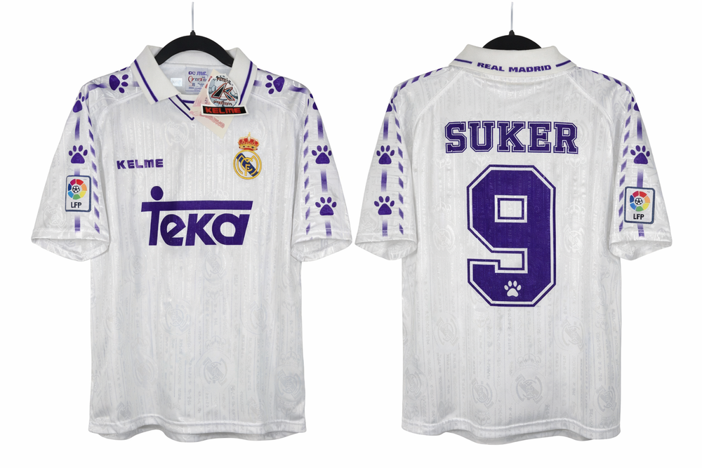 REAL MADRID 1996 1997 HOME SHIRT BNWT KELME TEKA SUKER 9 SMALL VERY RARE ORGINAL