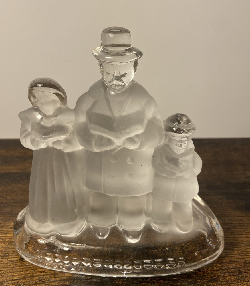 Christmas Carolers Holiday Frosted Glass Votive Tea Light Luminary Candle Holder