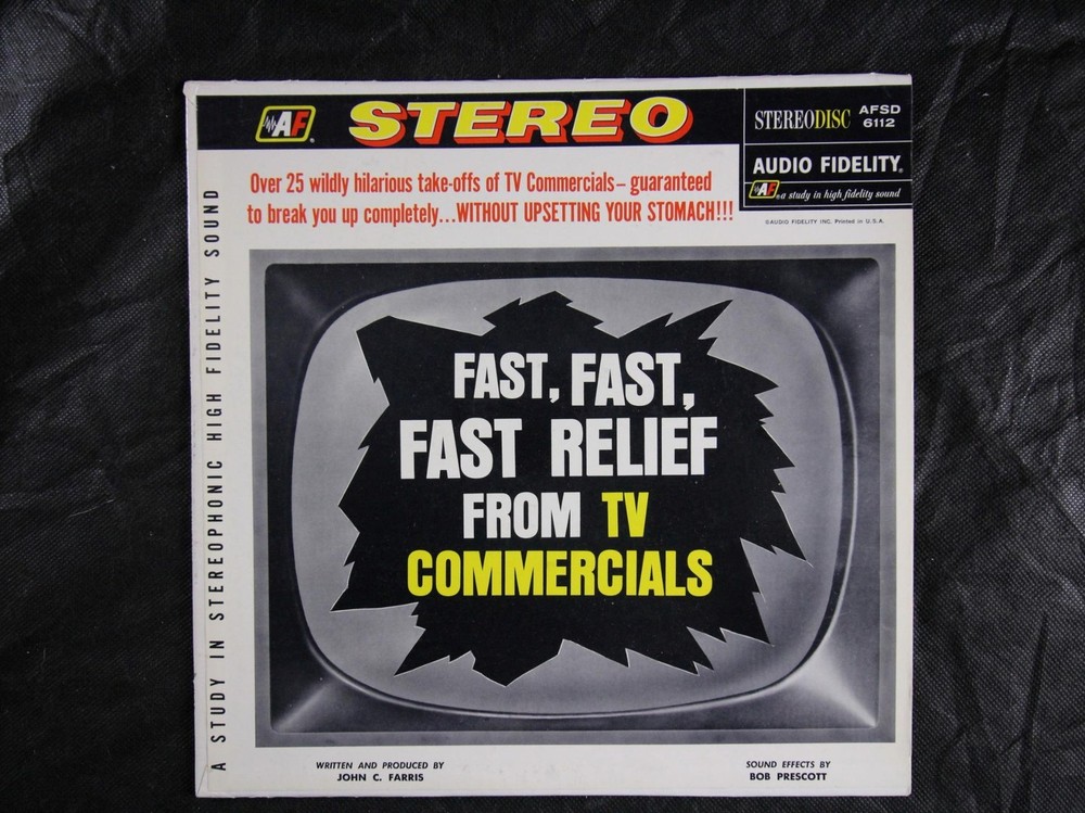 1963 Tv Commericals Themed Lp Record~