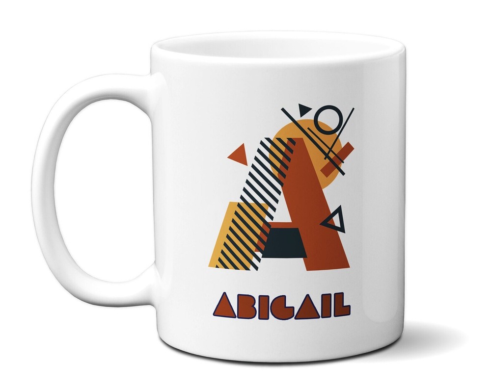 Personalized Mug With Abstract Geometric Alphabets Custom Initial Monogram With