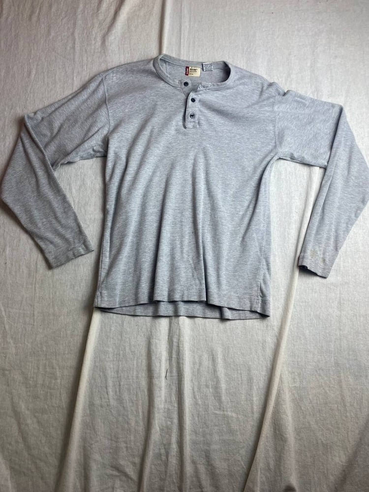 Levi's Red Tab Henley Shirt Mens Medium Light Gray Long Sleeve Casual Outdoor