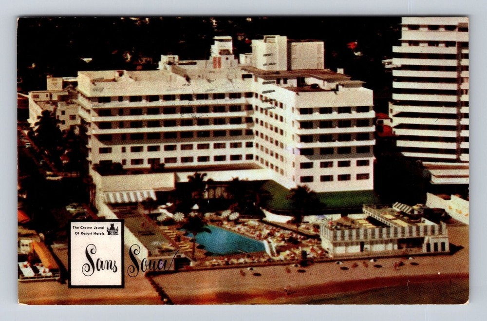 Miami Beach FL-Florida, The Sans Souci Hotel, Advertise, Vintage c1955 Postcard