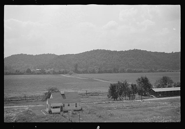 Photo:1930s Rural Farmhouse Barn Rolling Hills Landscape Country Scene