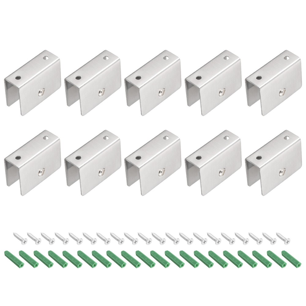 10pcs Glass Shelf Brackets Stainless Steel Glass Clamp Rectangle for 8-12mm