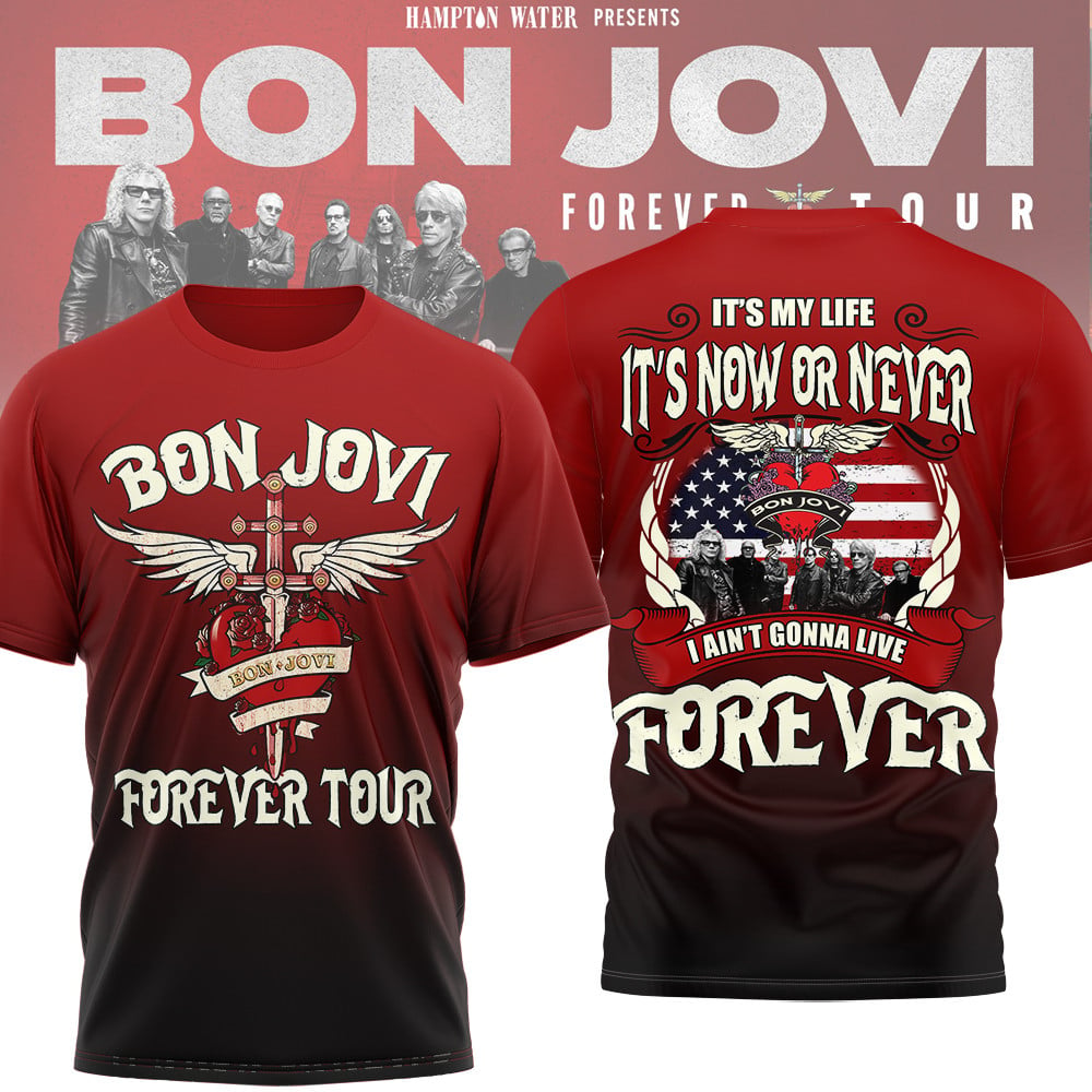 Bon Jovi Tour 2026 All Over Print Tshirt - Size S to 5XL