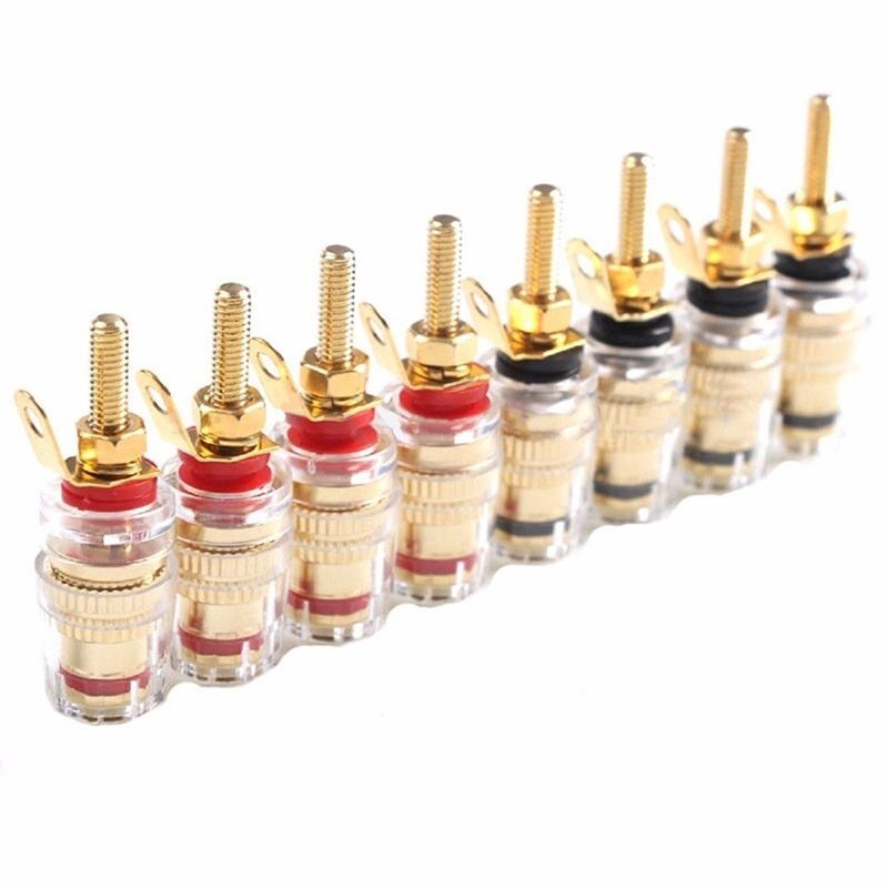 8pcs Speaker Terminal Binding Post Connectors Gold-plated Banana Adapters