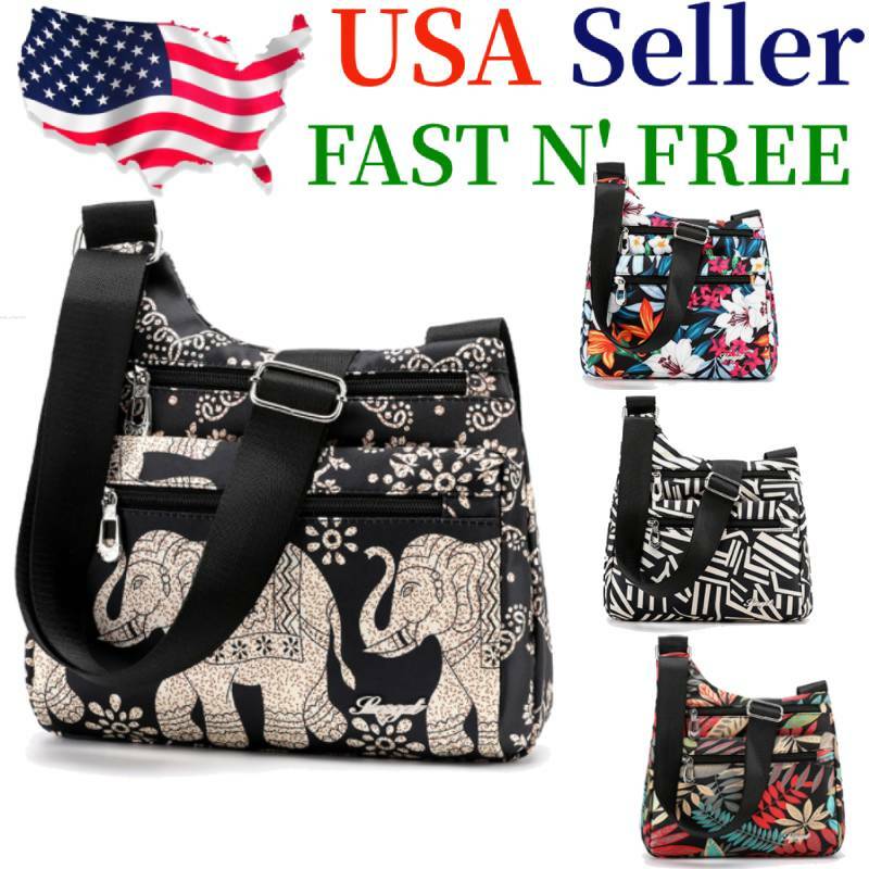 Women Shoulder Messenger Multiple Pockets Nylon Fashion bag Casual Print Handbag